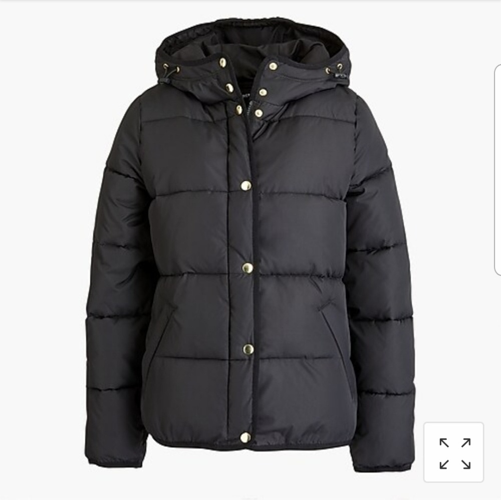 J.Crew factory short hooded puffer jacket XS navy